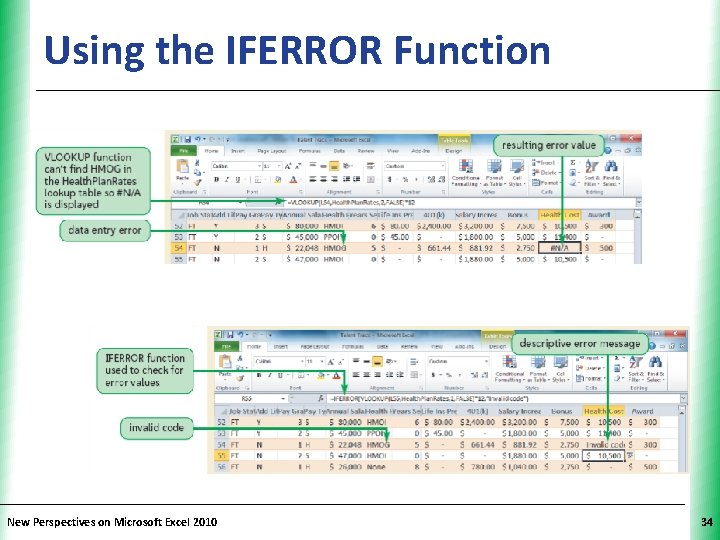 Using the IFERROR Function New Perspectives on Microsoft Excel 2010 XP 34 