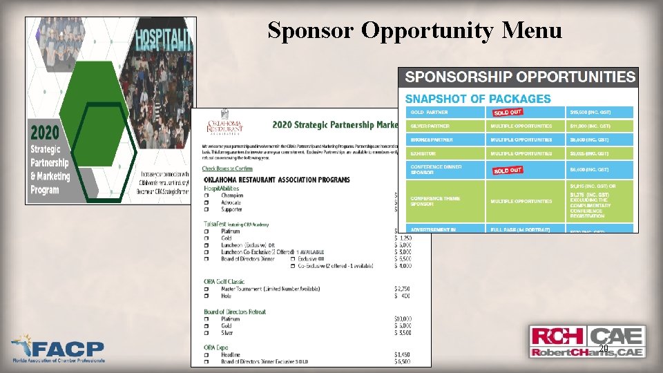 Sponsor Opportunity Menu 20 