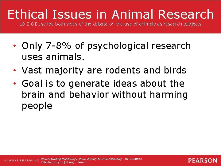 Ethical Issues in Animal Research LO 2. 6 Describe both sides of the debate