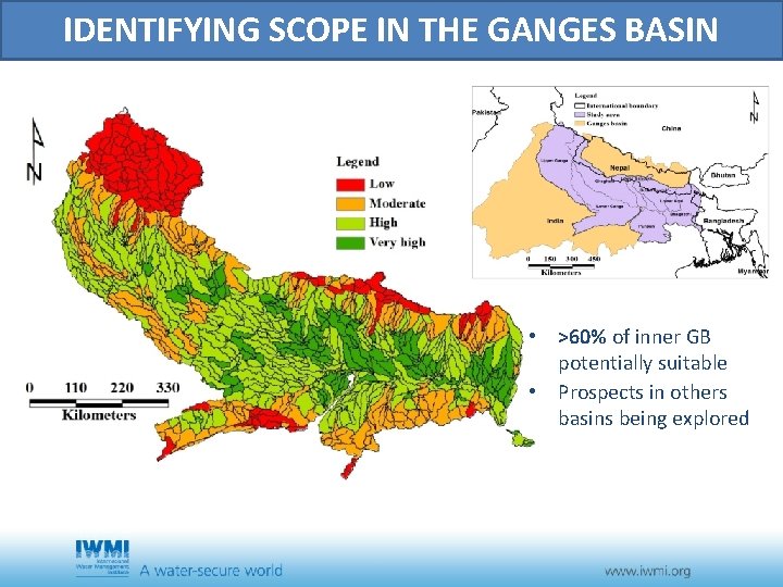 IDENTIFYING SCOPE IN THE GANGES BASIN • >60% of inner GB potentially suitable •