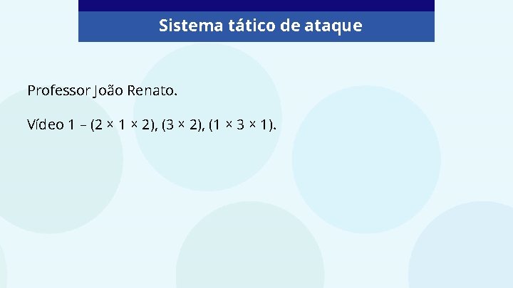 Sistema tático de ataque Professor João Renato. Vídeo 1 – (2 × 1 ×