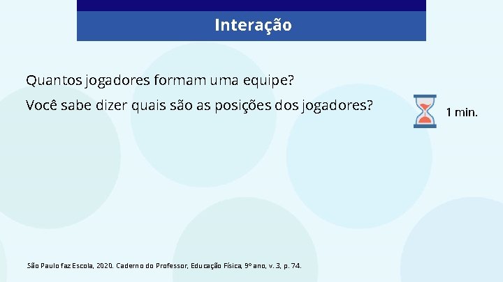 Interação Quantos jogadores formam uma equipe? Você sabe dizer quais são as posições dos