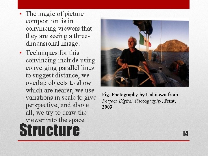  • The magic of picture composition is in convincing viewers that they are