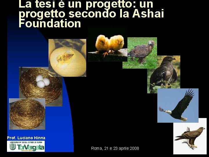 La tesi è un progetto: un progetto secondo la Ashai Foundation Prof. Luciano Hinna