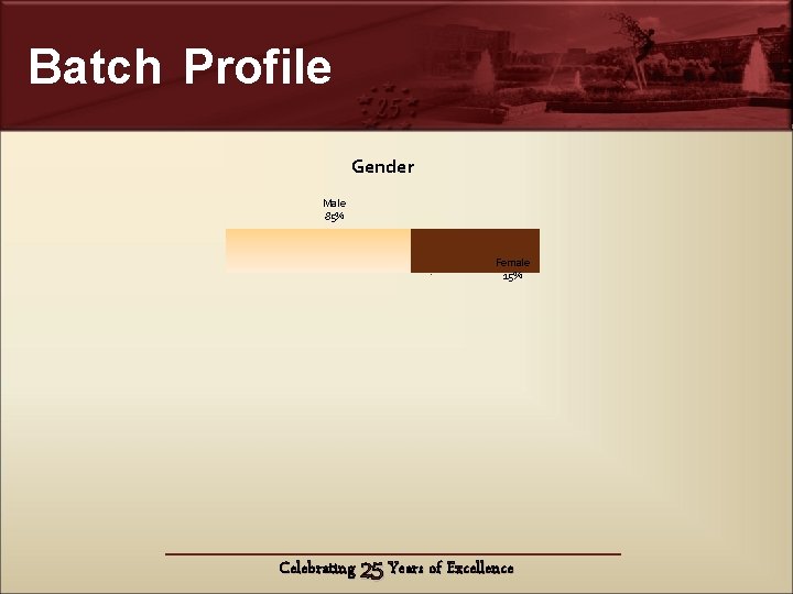 Batch Profile Gender Male 85% Female 15% Celebrating 25 Years of Excellence 