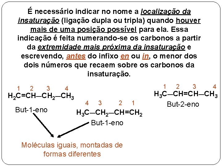 É necessário indicar no nome a localização da insaturação (ligação dupla ou tripla) quando