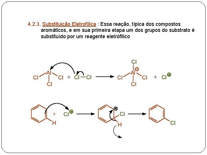 4. 2. 3. Substituição Eletrofílica : Essa reação, típica dos compostos aromáticos, e em