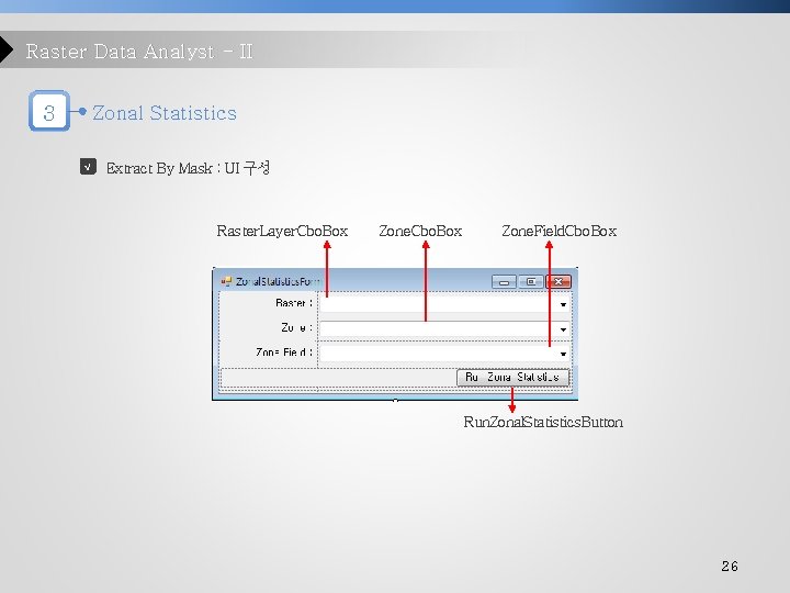 Raster Data Analyst - II 3 Zonal Statistics √ Extract By Mask : UI