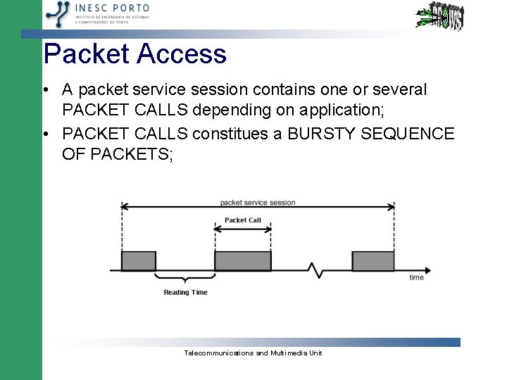 Packet Access • A packet service session contains one or several PACKET CALLS depending