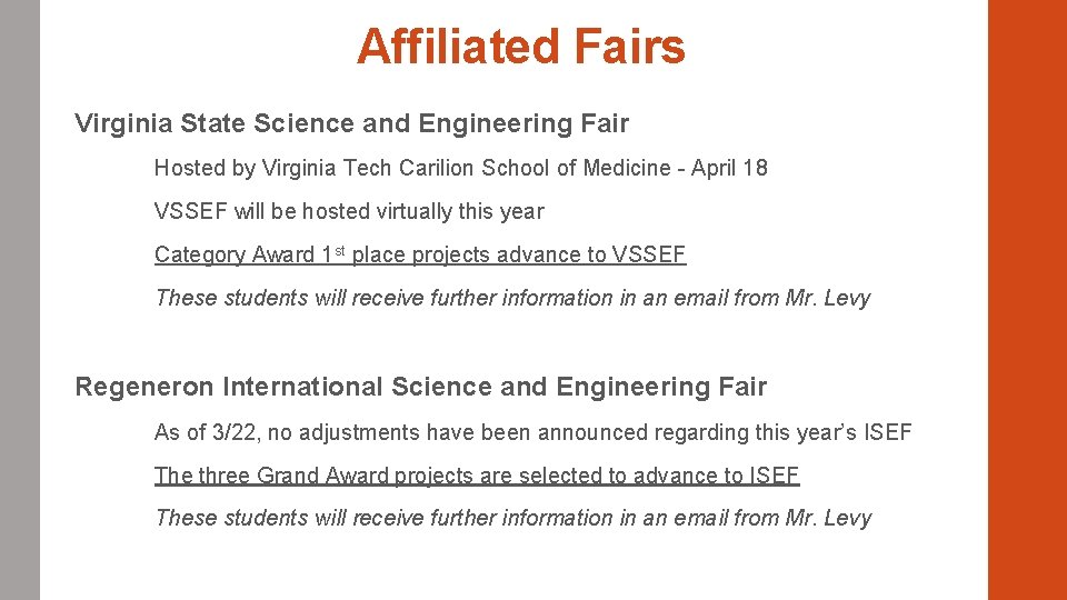 Affiliated Fairs Virginia State Science and Engineering Fair Hosted by Virginia Tech Carilion School Affiliated Fairs Virginia State Science and Engineering Fair Hosted by Virginia Tech Carilion School