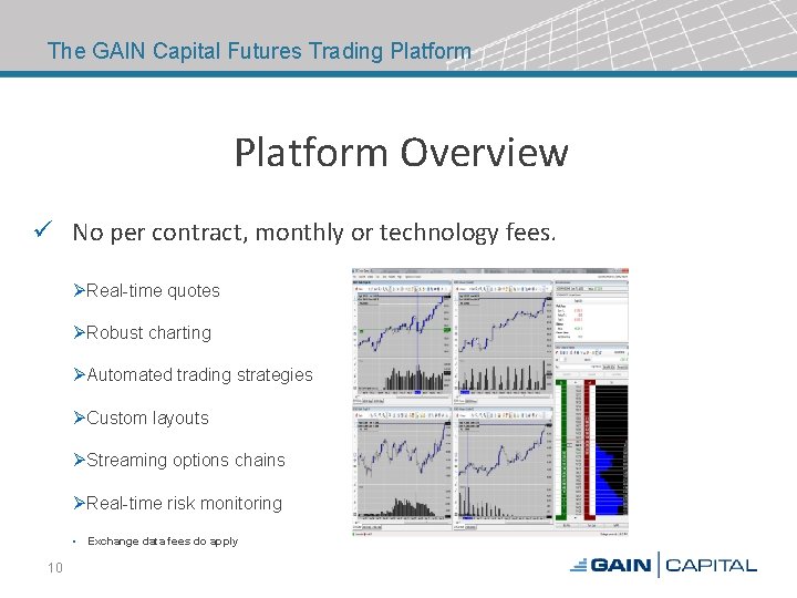 The GAIN Capital Futures Trading Platform Overview ü No per contract, monthly or technology