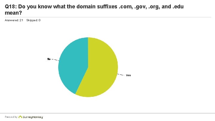 Q 18: Do you know what the domain suffixes. com, . gov, . org,