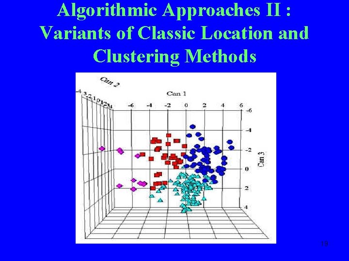 Algorithmic Approaches II : Variants of Classic Location and Clustering Methods 19 