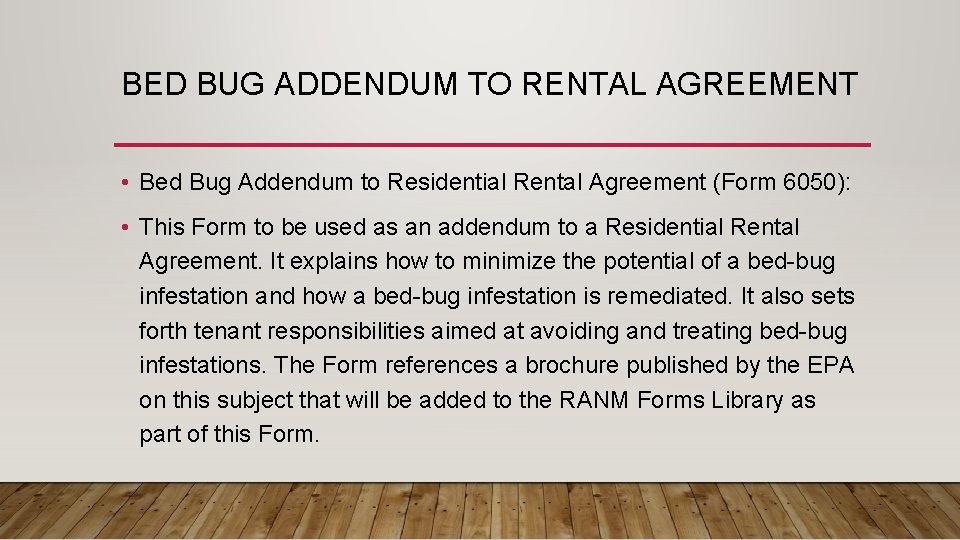 BED BUG ADDENDUM TO RENTAL AGREEMENT • Bed Bug Addendum to Residential Rental Agreement
