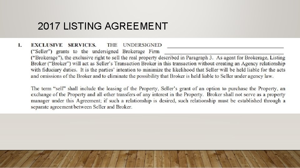 2017 LISTING AGREEMENT 