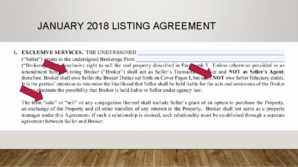 JANUARY 2018 LISTING AGREEMENT 