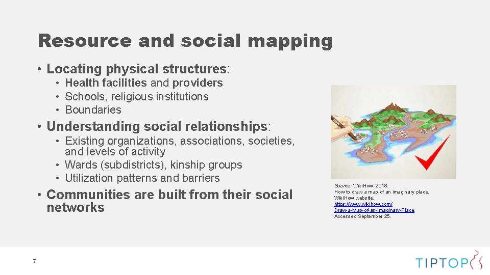 Resource and social mapping • Locating physical structures: • Health facilities and providers •