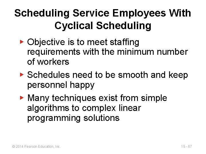 Scheduling Service Employees With Cyclical Scheduling ▶ Objective is to meet staffing requirements with