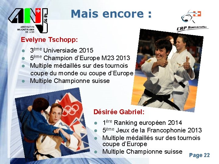 Mais encore : Evelyne Tschopp: l l 3ème Universiade 2015 5ème Champion d’Europe M