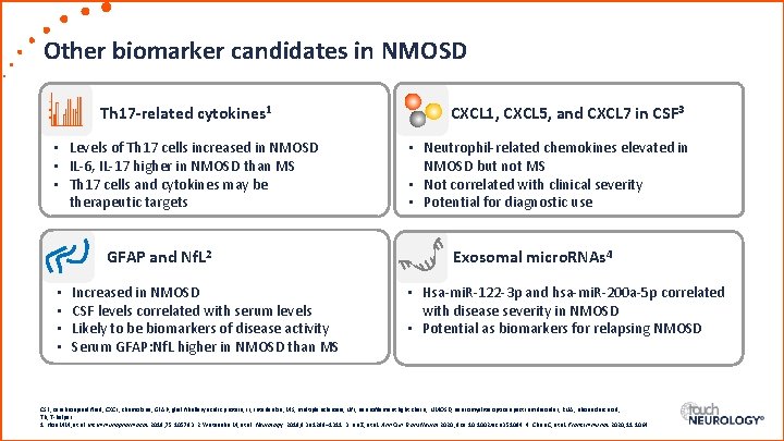 Other biomarker candidates in NMOSD Th 17 -related cytokines 1 • Levels of Th