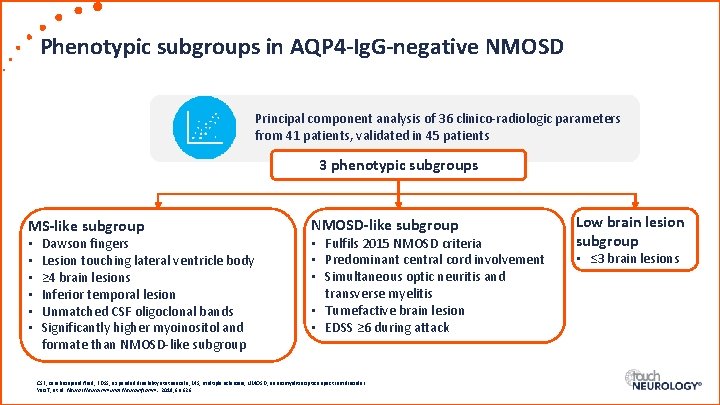 Phenotypic subgroups in AQP 4 -Ig. G-negative NMOSD Principal component analysis of 36 clinico-radiologic
