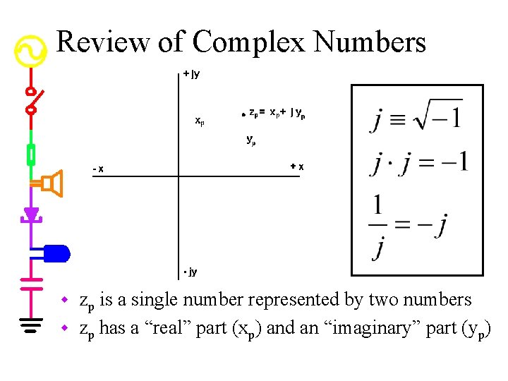 Review of Complex Numbers zp is a single number represented by two numbers w