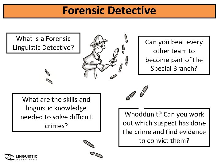 Forensic Detective What is a Forensic Linguistic Detective? What are the skills and linguistic