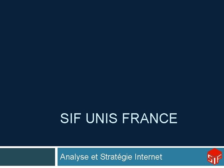 SIF UNIS FRANCE Analyse et Stratégie Internet 