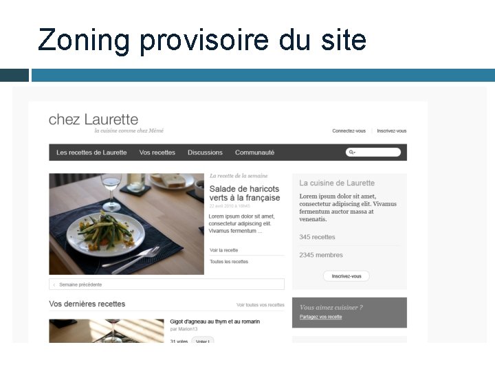 Zoning provisoire du site 