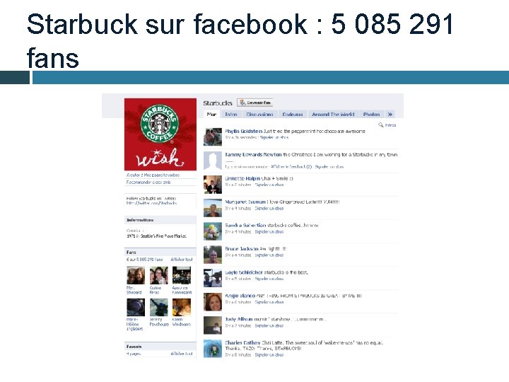 Starbuck sur facebook : 5 085 291 fans 