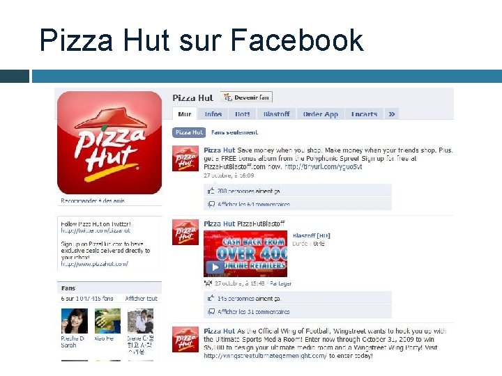 Pizza Hut sur Facebook 