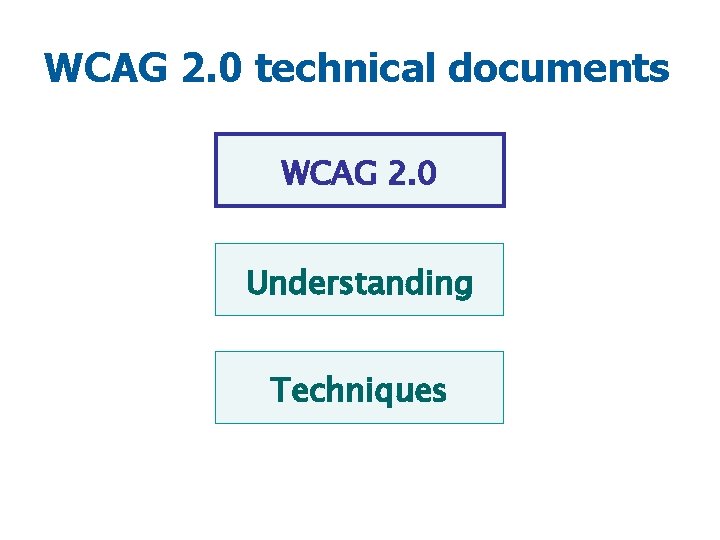 WCAG 2. 0 technical documents WCAG 2. 0 Understanding Techniques 