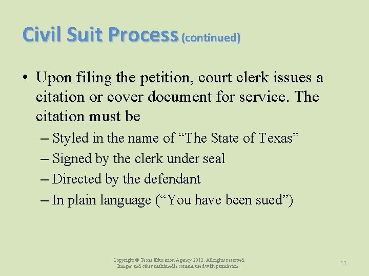 Civil Procedure Law Enforcement II Copyright and Terms