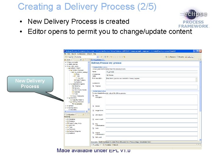 Creating a Delivery Process (2/5) • New Delivery Process is created • Editor opens