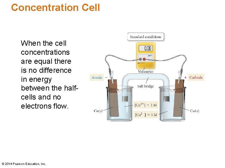 Concentration Cell When the cell concentrations are equal there is no difference in energy