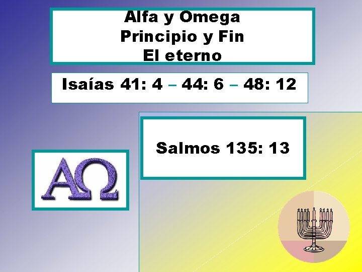 Alfa y Omega Principio y Fin El eterno Isaías 41: 4 – 44: 6