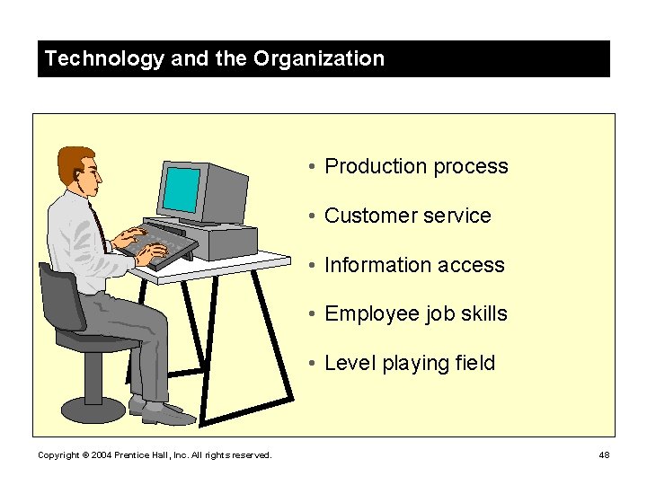Technology and the Organization • Production process • Customer service • Information access •