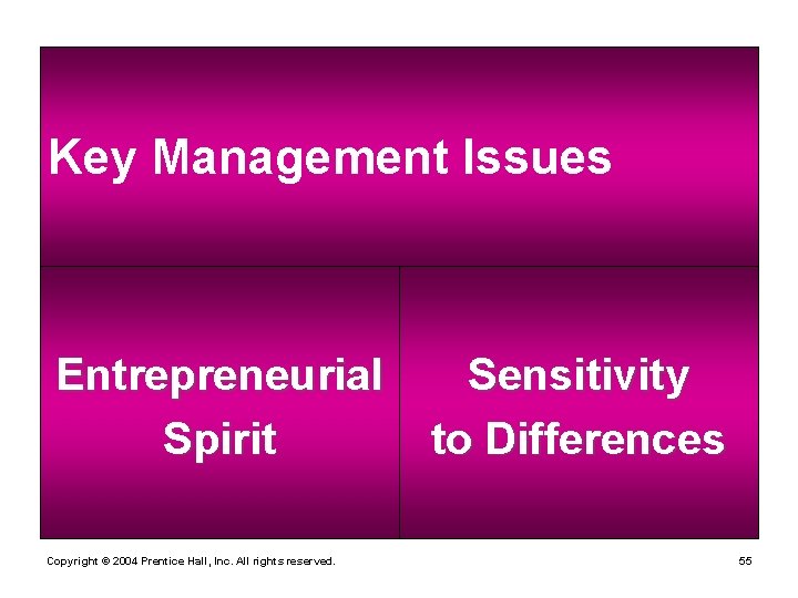 Key Management Issues Entrepreneurial Spirit Copyright © 2004 Prentice Hall, Inc. All rights reserved.