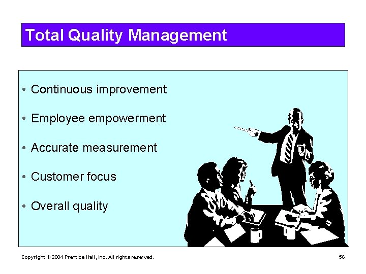 Total Quality Management • Continuous improvement • Employee empowerment • Accurate measurement • Customer