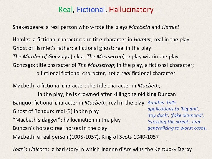 Real, Fictional, Hallucinatory Shakespeare: a real person who wrote the plays Macbeth and Hamlet: