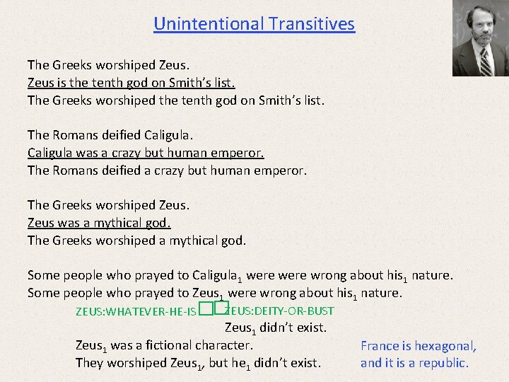 Unintentional Transitives The Greeks worshiped Zeus is the tenth god on Smith’s list. The