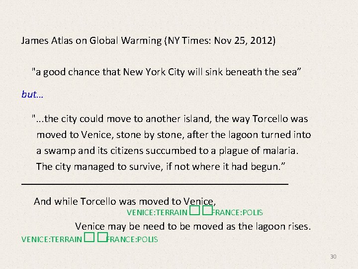 James Atlas on Global Warming (NY Times: Nov 25, 2012) "a good chance that