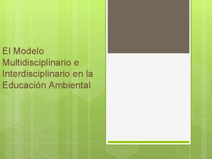 El Modelo Multidisciplinario e Interdisciplinario en la Educación Ambiental 