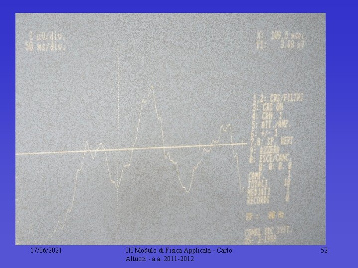 17/06/2021 III Modulo di Fisica Applicata Carlo Altucci a. a. 2011 2012 52 