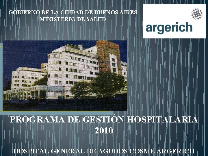 GOBIERNO DE LA CIUDAD DE BUENOS AIRES MINISTERIO DE SALUD PROGRAMA DE GESTIÓN HOSPITALARIA