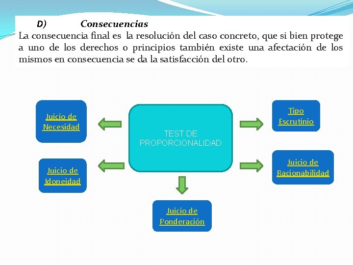 D) Consecuencias La consecuencia final es la resolución del caso concreto, que si bien