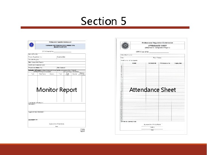 Section 5 Monitor Report Attendance Sheet 