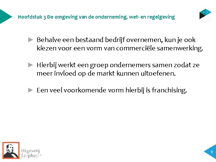 Hoofdstuk 3 De omgeving van de onderneming, wet- en regelgeving ► Behalve een bestaand Hoofdstuk 3 De omgeving van de onderneming, wet- en regelgeving ► Behalve een bestaand