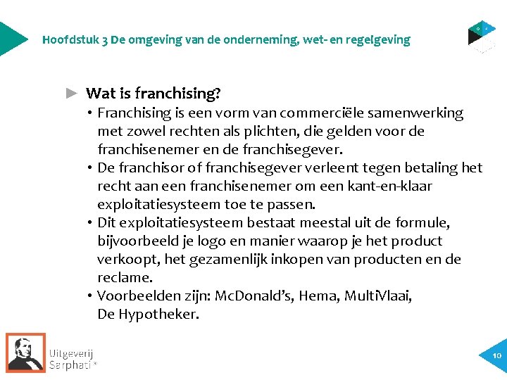 Hoofdstuk 3 De omgeving van de onderneming, wet- en regelgeving ► Wat is franchising? Hoofdstuk 3 De omgeving van de onderneming, wet- en regelgeving ► Wat is franchising?