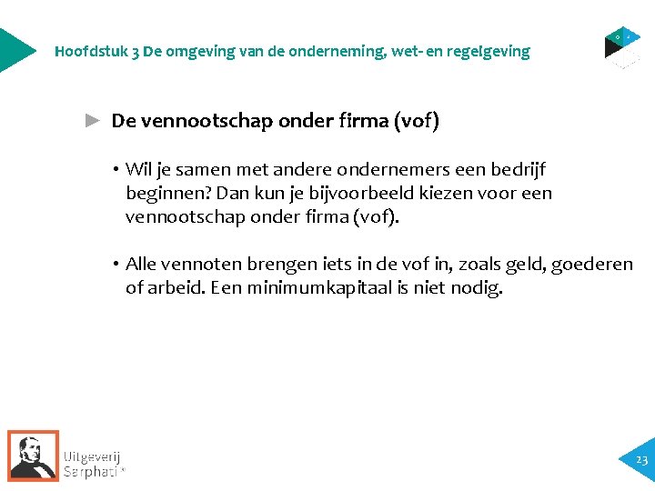 Hoofdstuk 3 De omgeving van de onderneming, wet- en regelgeving ► De vennootschap onder Hoofdstuk 3 De omgeving van de onderneming, wet- en regelgeving ► De vennootschap onder